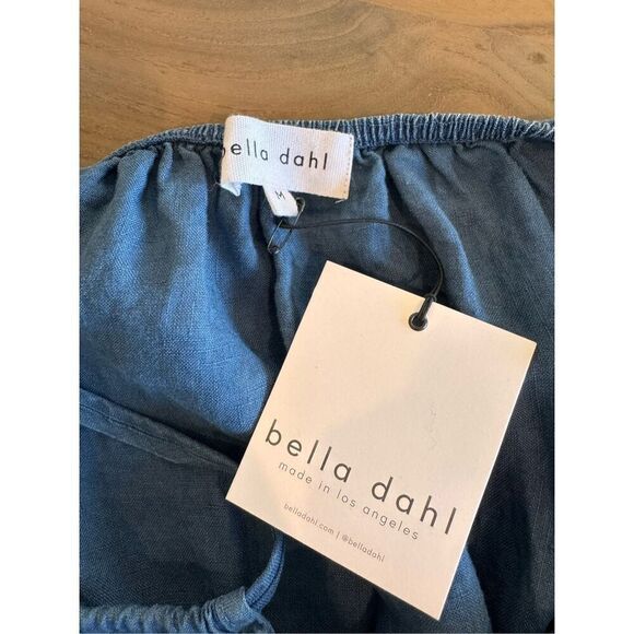 NWT Bella Dahl Blue Puff Sleeve Smocked 100% Linen Romper - Picture 6 of 7